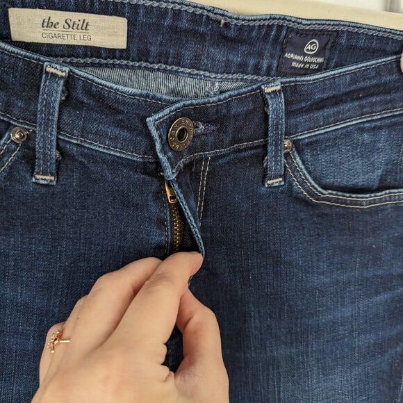 Ag Adriano Goldschmied | The Stilt Cigerette Leg Dark Wash Mid-Rise Jeans Sz 25 - Picture 6 of 9